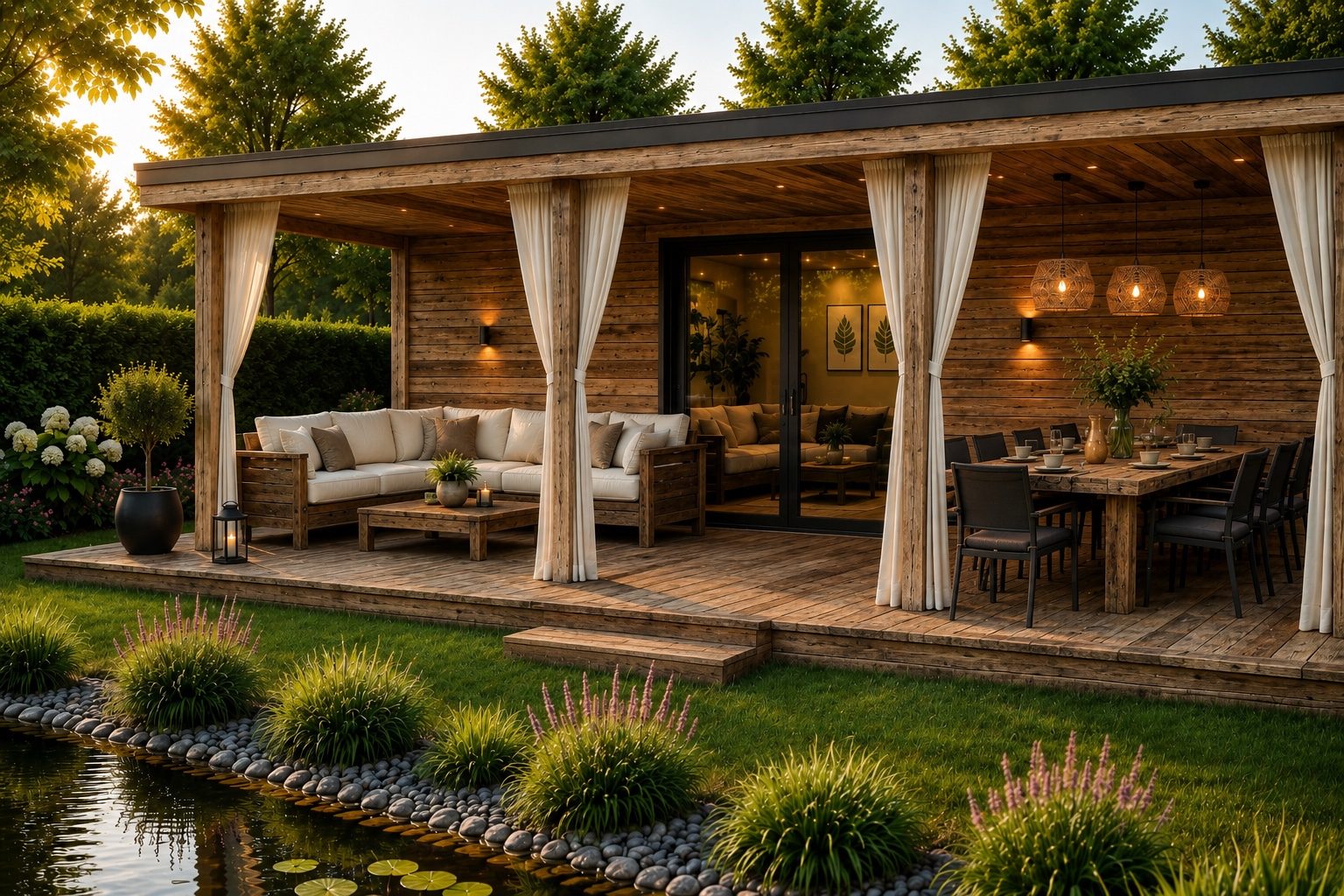 FOREST Beach Cabana, Beach Cabana 500 prémium fa kerti ház lounge terasszal mediterrán környezetben