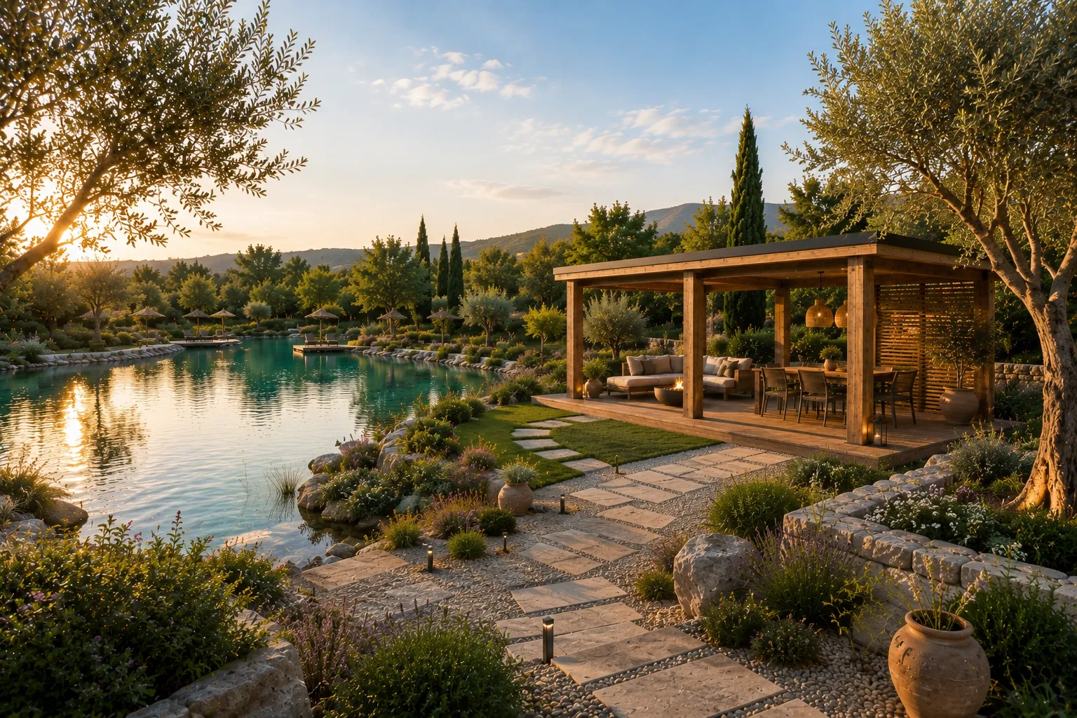 Forest Lounge Terrace 400 fedett fa kerti lounge terasz kültéri nappali hangulattal