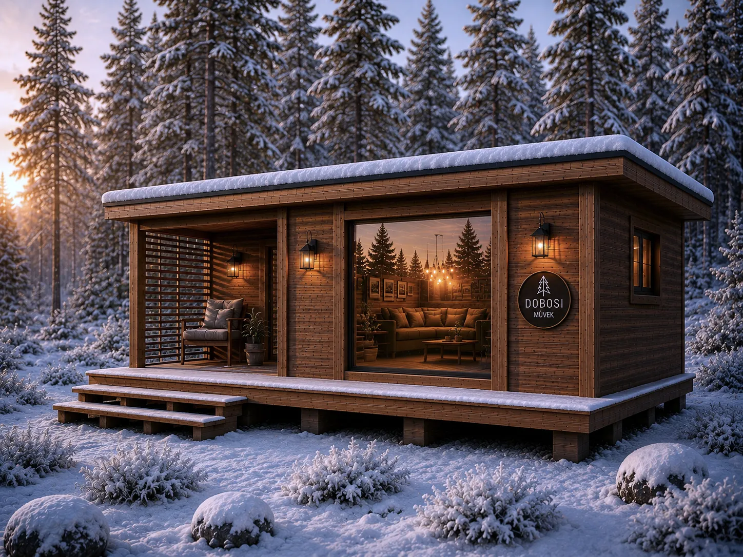 Forest Lodge 500 rusztikus Thermowood fa kerti vendégház természetes környezetben