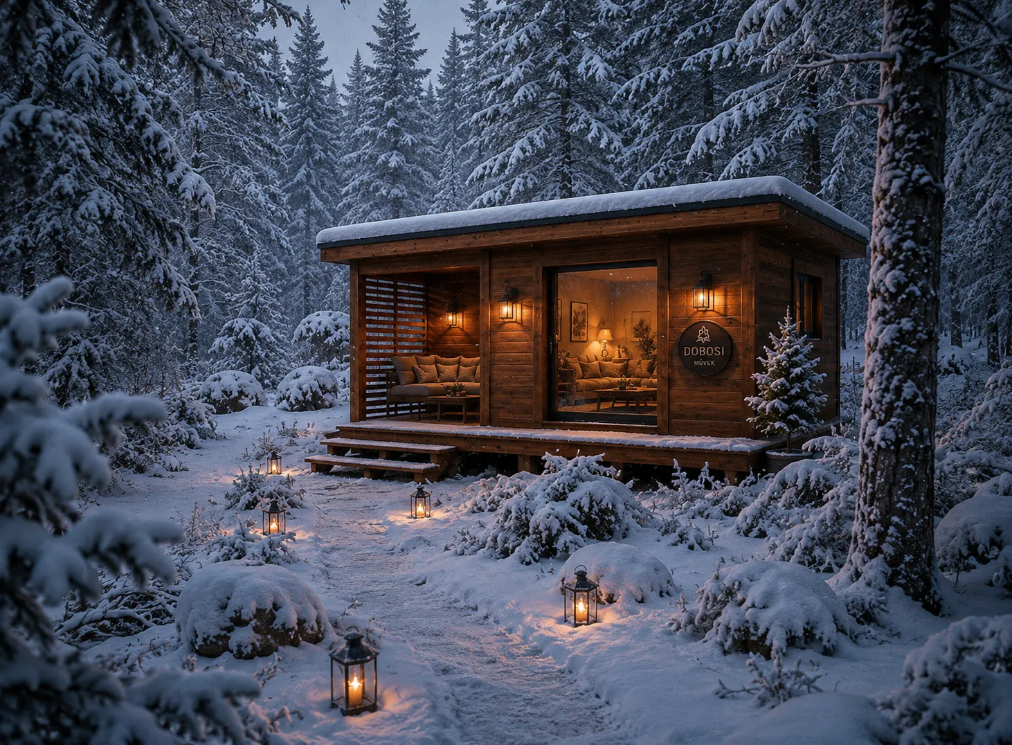 Forest Lodge 500 rusztikus Thermowood fa kerti vendégház természetes környezetben