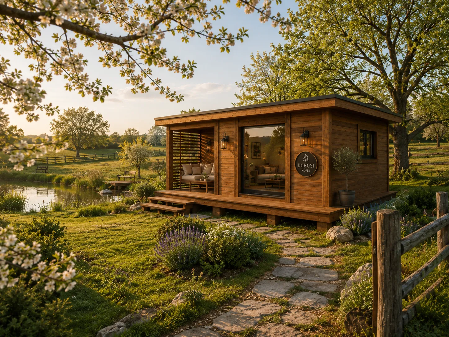 Forest Lodge 500 rusztikus Thermowood fa kerti vendégház természetes környezetben