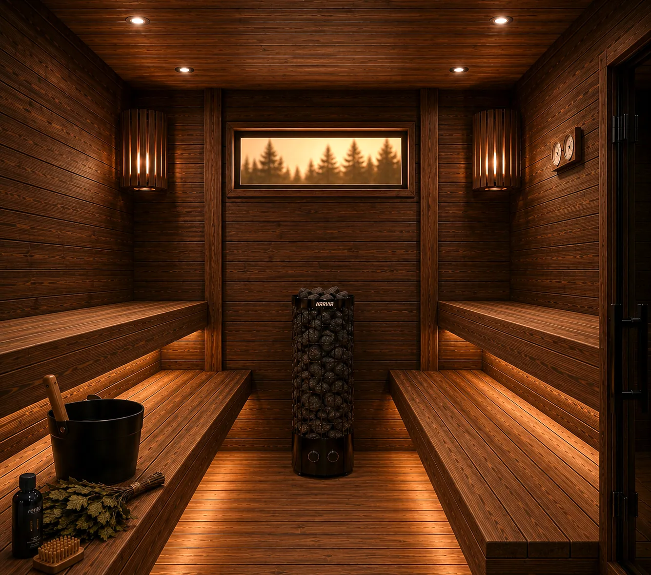 Forest Sauna prémium finn kültéri szauna Thermowood burkolattal