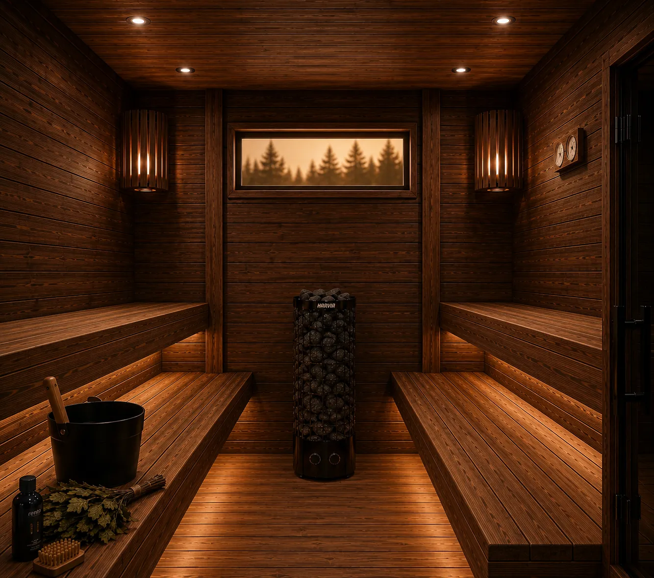 Forest Sauna prémium finn kültéri szauna Thermowood burkolattal