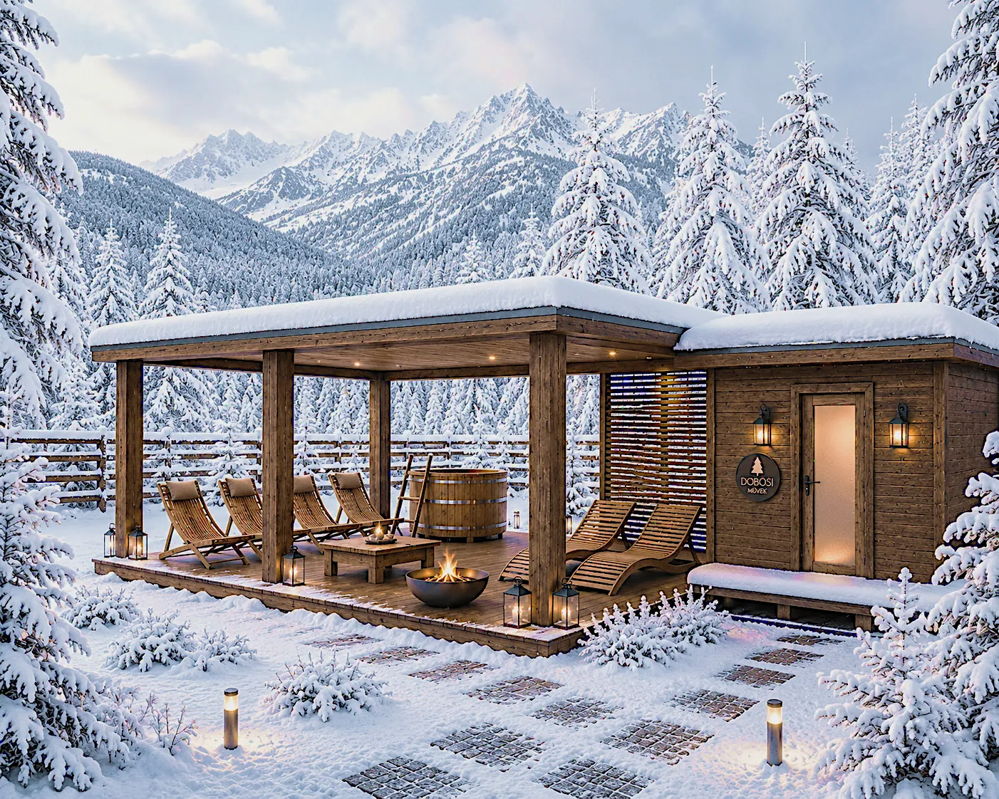 Forest Sauna Terrace 400 finn kültéri szauna fedett wellness terasszal