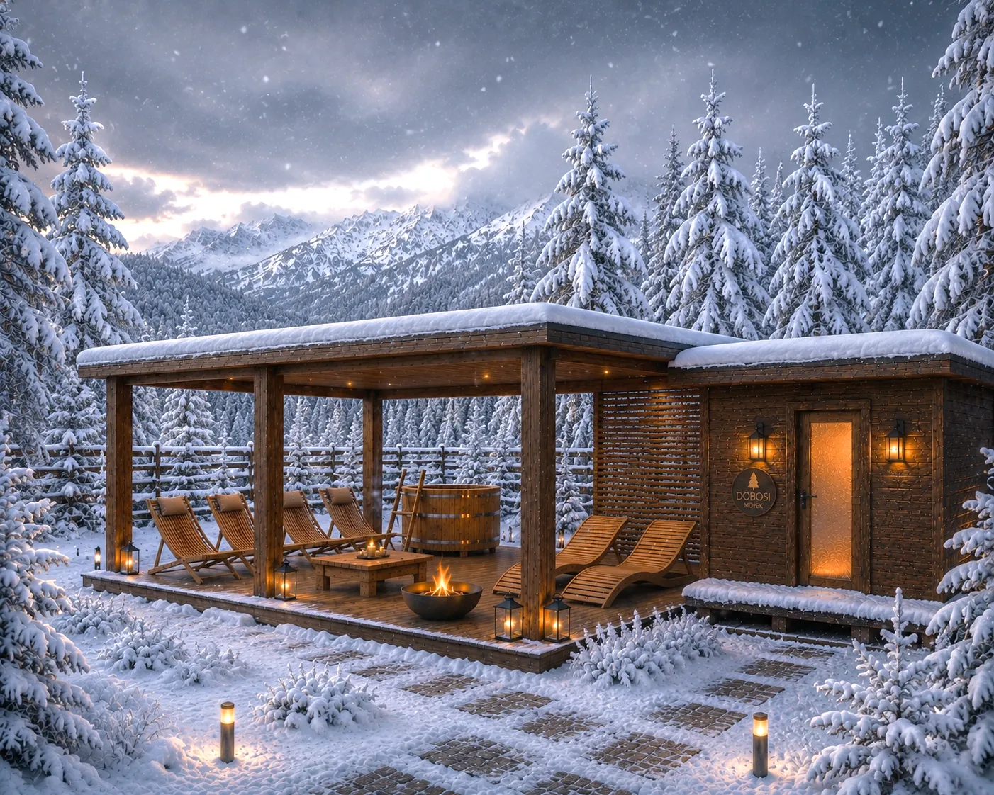Forest Sauna Terrace 400 finn kültéri szauna fedett wellness terasszal