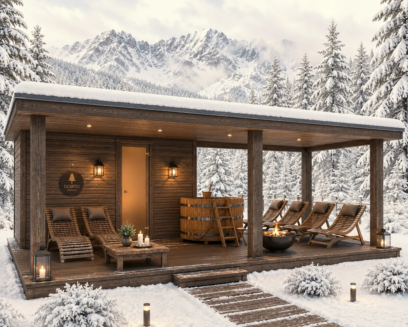 Forest Sauna Terrace 400 finn kültéri szauna fedett wellness terasszal